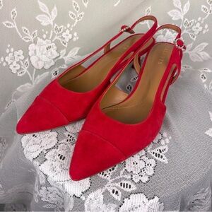 Talbots Red Suede Slingback Heels